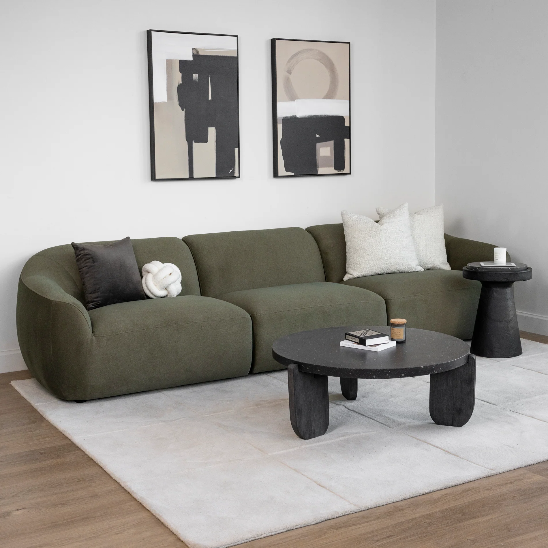 Modulaire Lowell en tissu vert feutré - Image 11