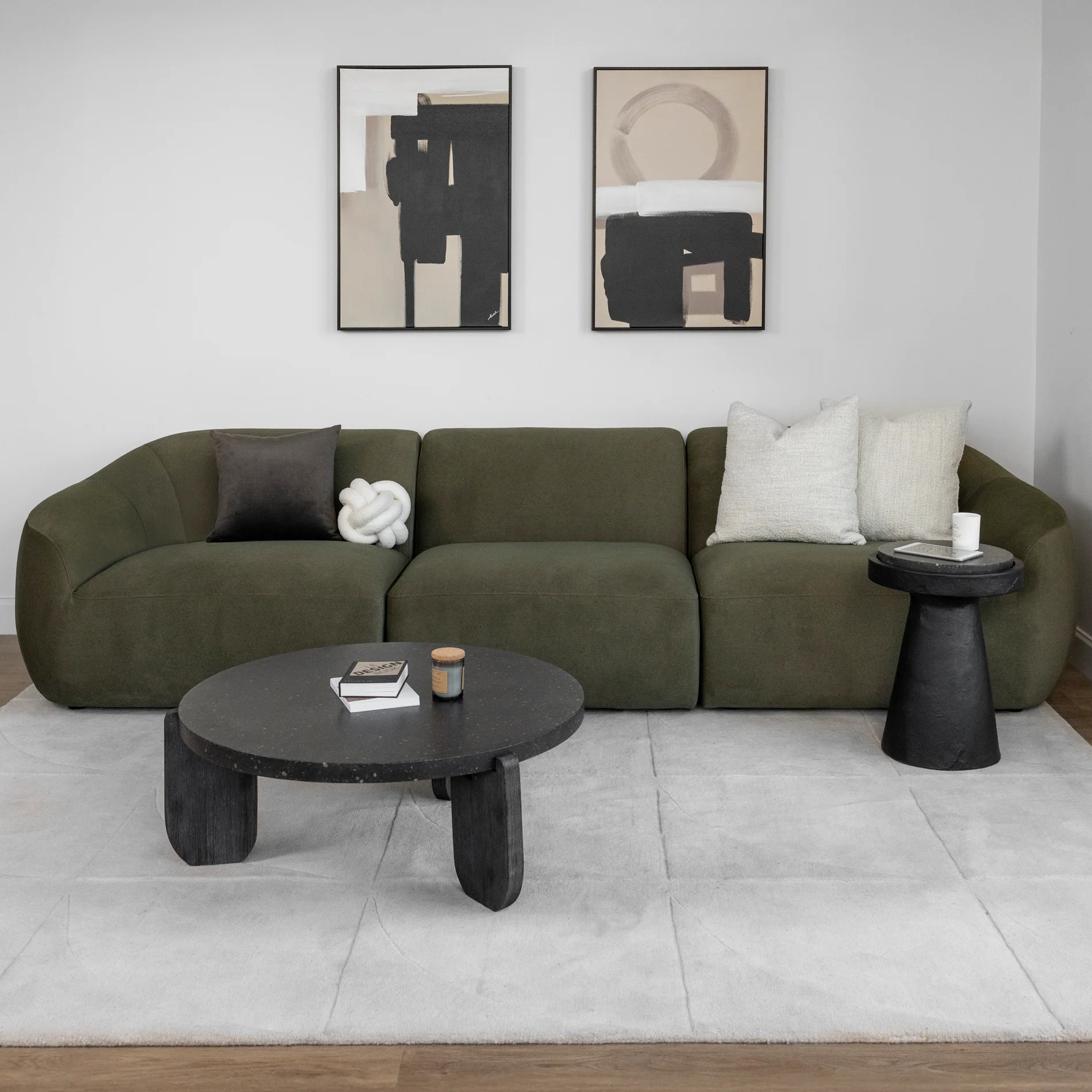Modulaire Lowell en tissu vert feutré - Image 12
