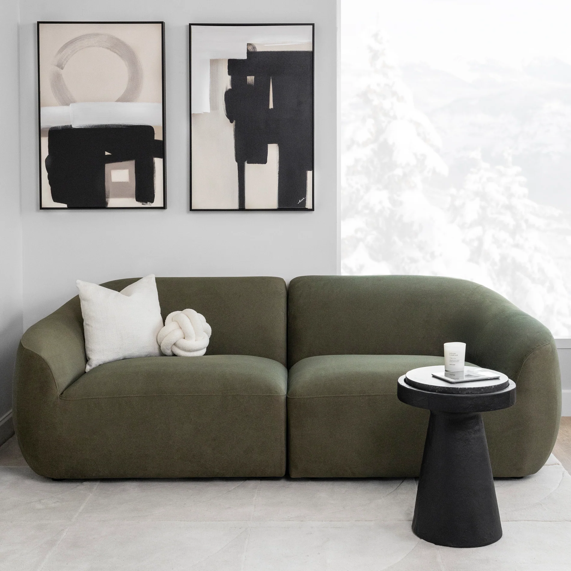 Modulaire Lowell en tissu vert feutré - Image 13