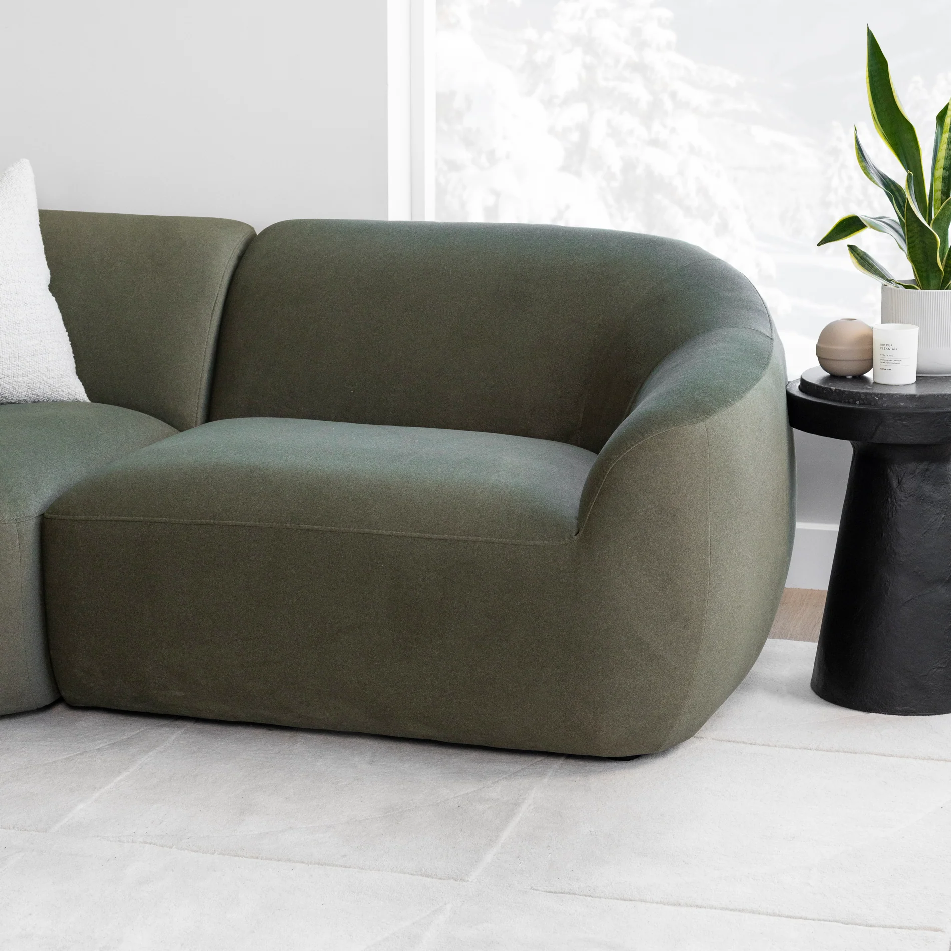 Modulaire Lowell en tissu vert feutré - Image 5
