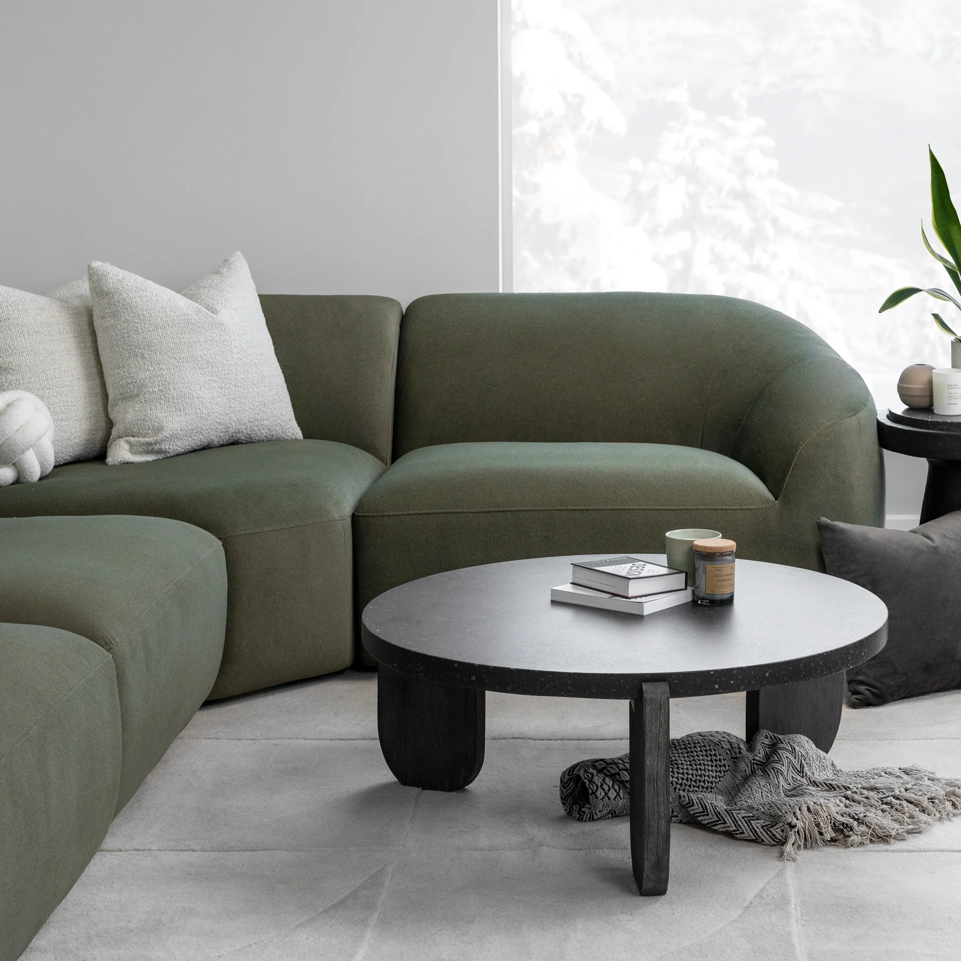 Modulaire Lowell en tissu vert feutré - Image 8