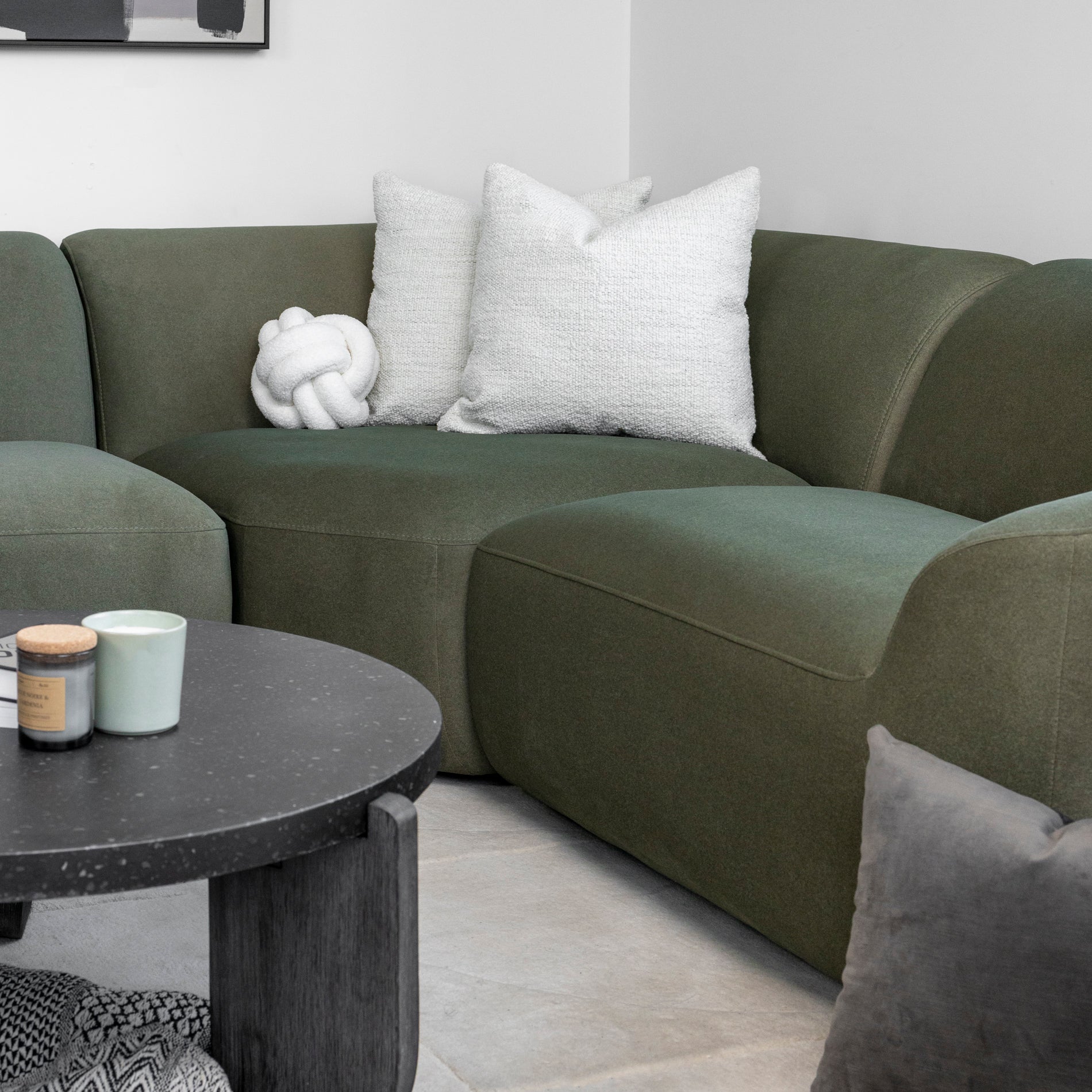 Modulaire Lowell en tissu vert feutré - Image 9