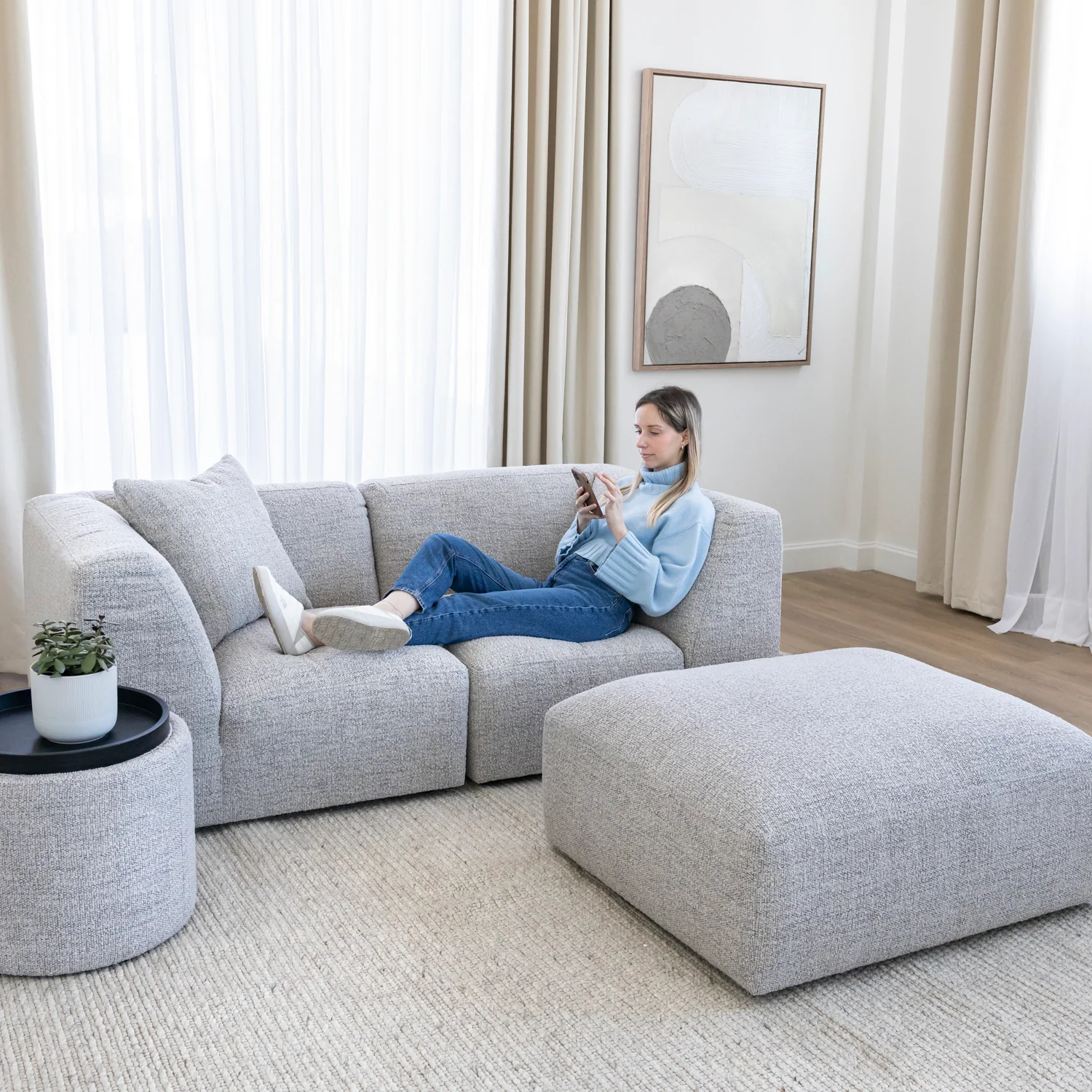 Modulaire Maverick en tissu bouclé gris - Image 14
