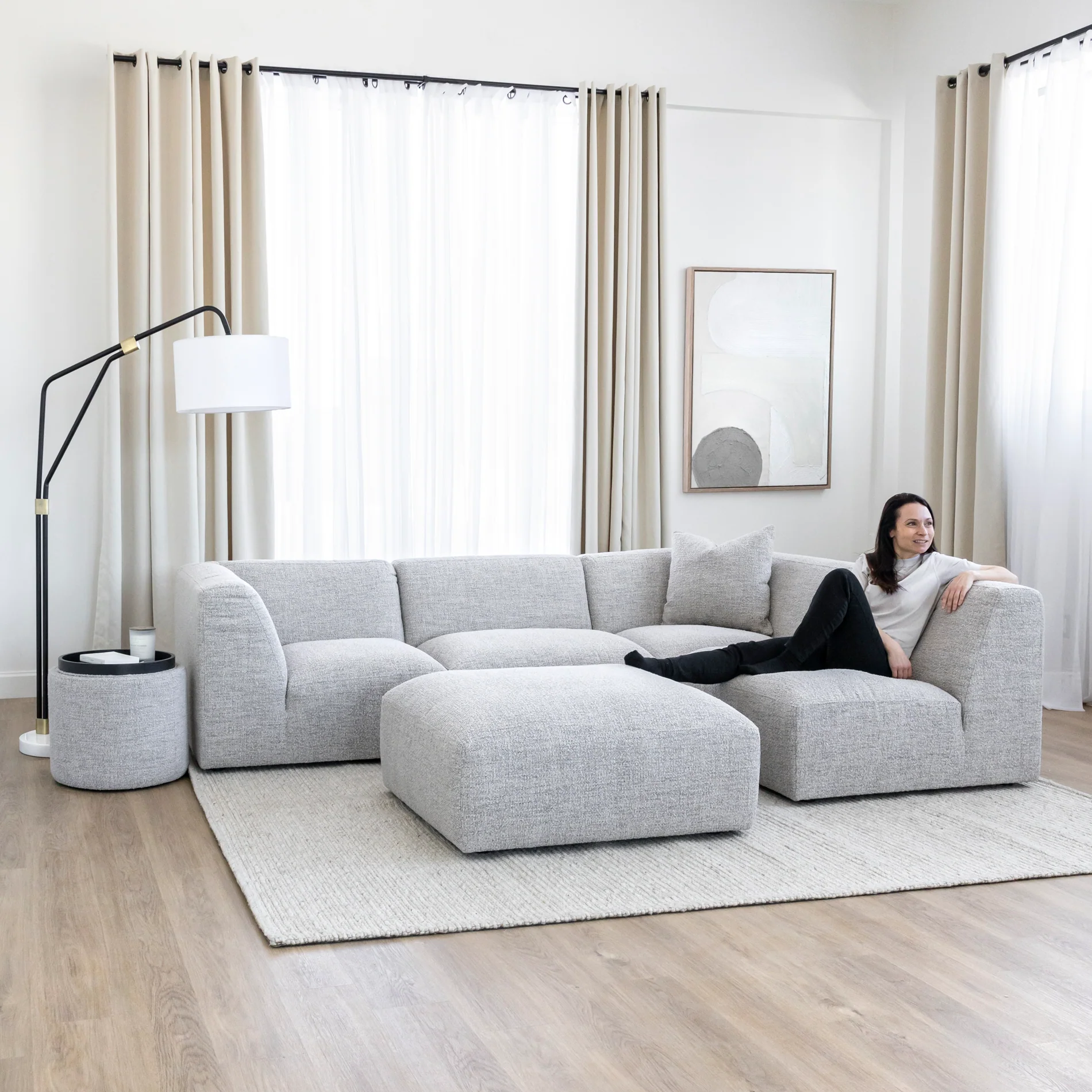 Modulaire Maverick en tissu bouclé gris - Image 3