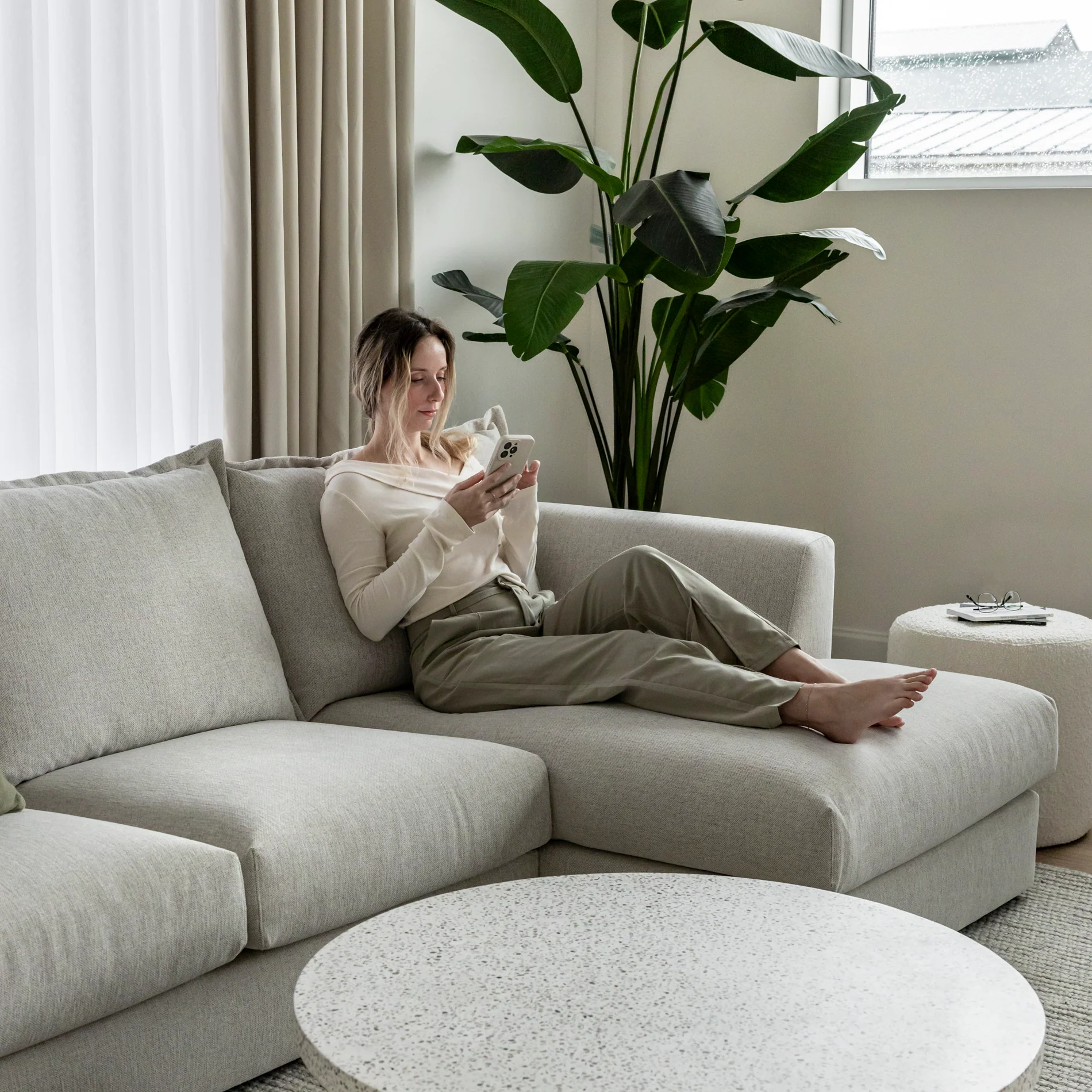Modulaire Milan en tissu greige pâle - Image 7