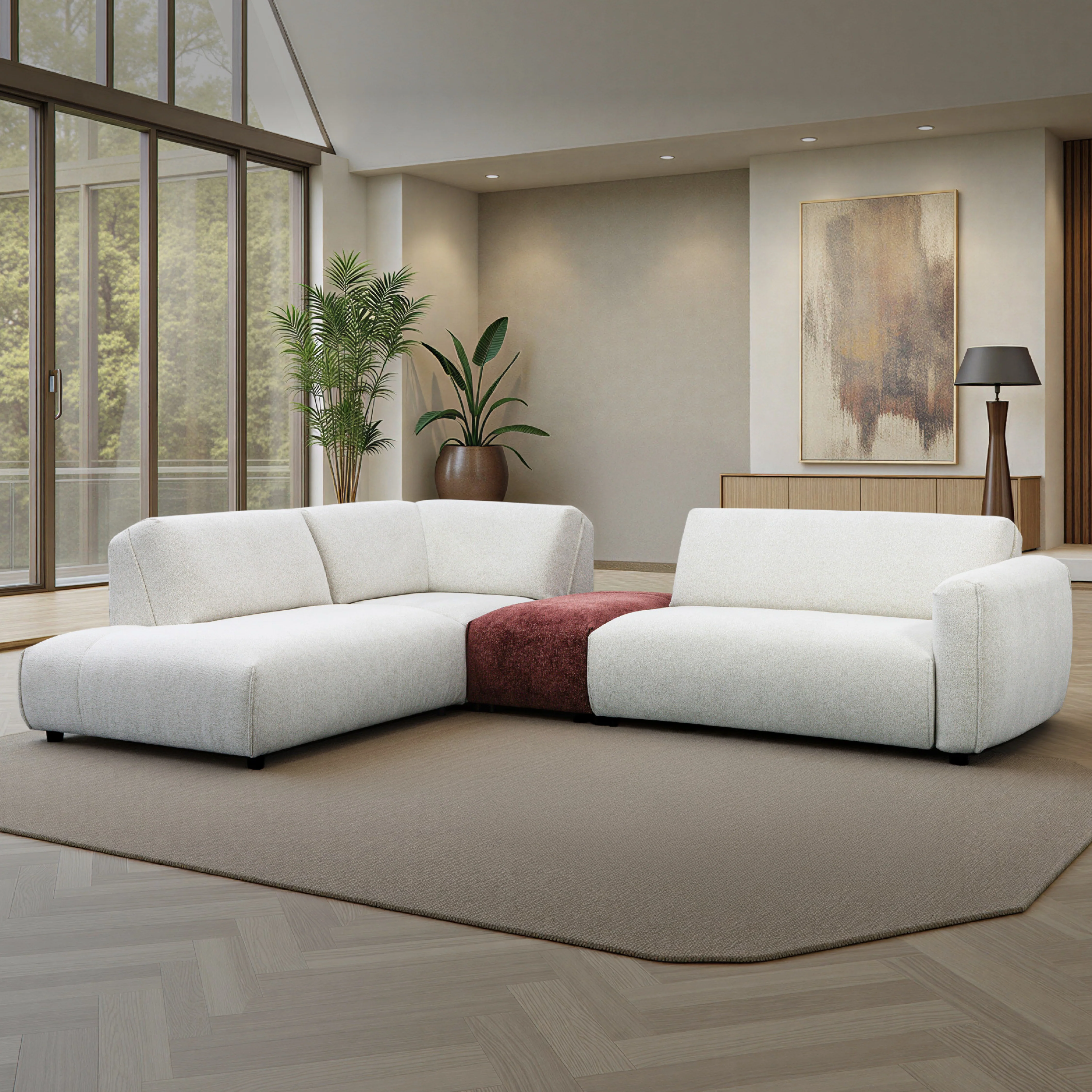 Modulaire Milo en tissu crème et bordeaux