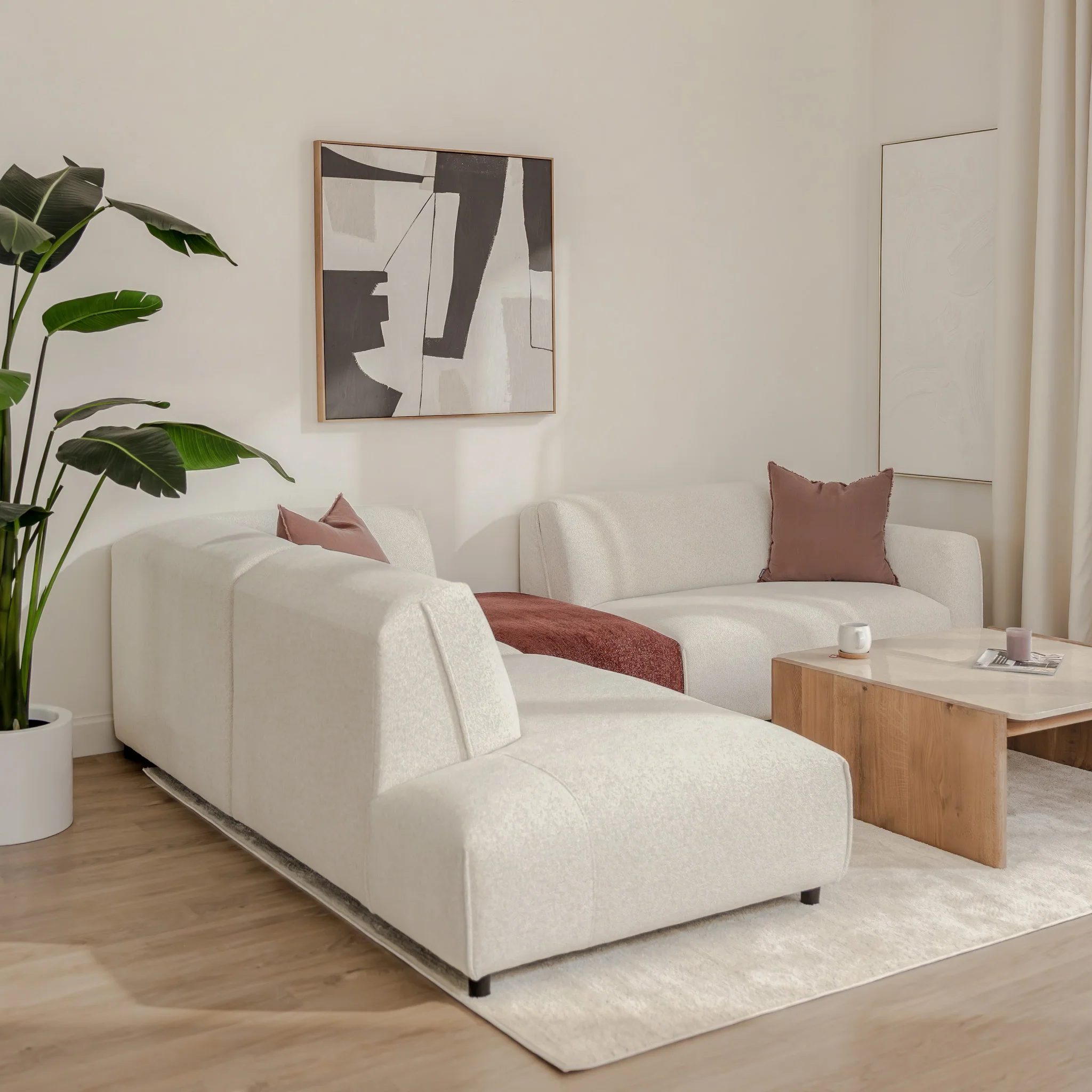 Modulaire Milo en tissu crème et bordeaux - Image 2