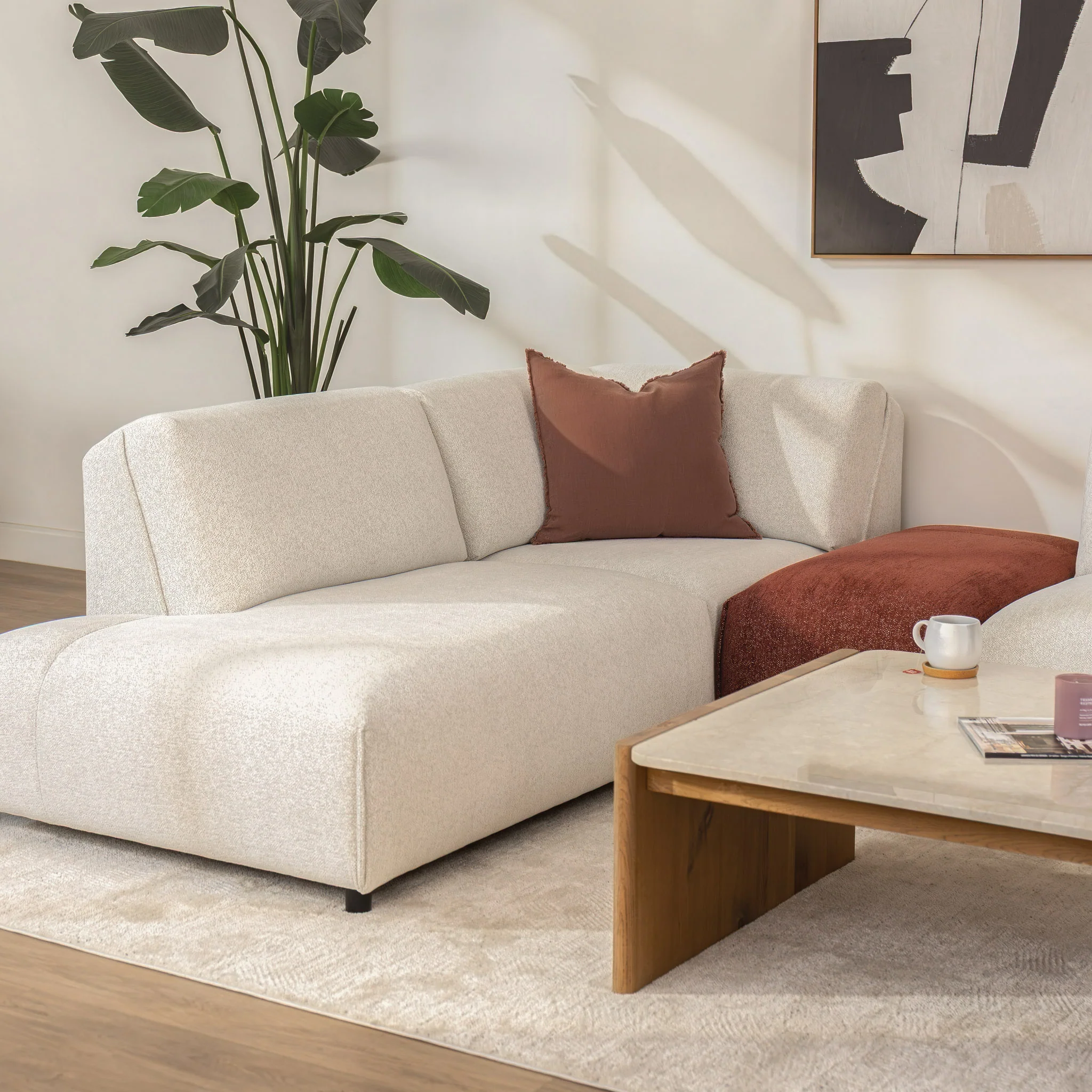Modulaire Milo en tissu crème et bordeaux - Image 8