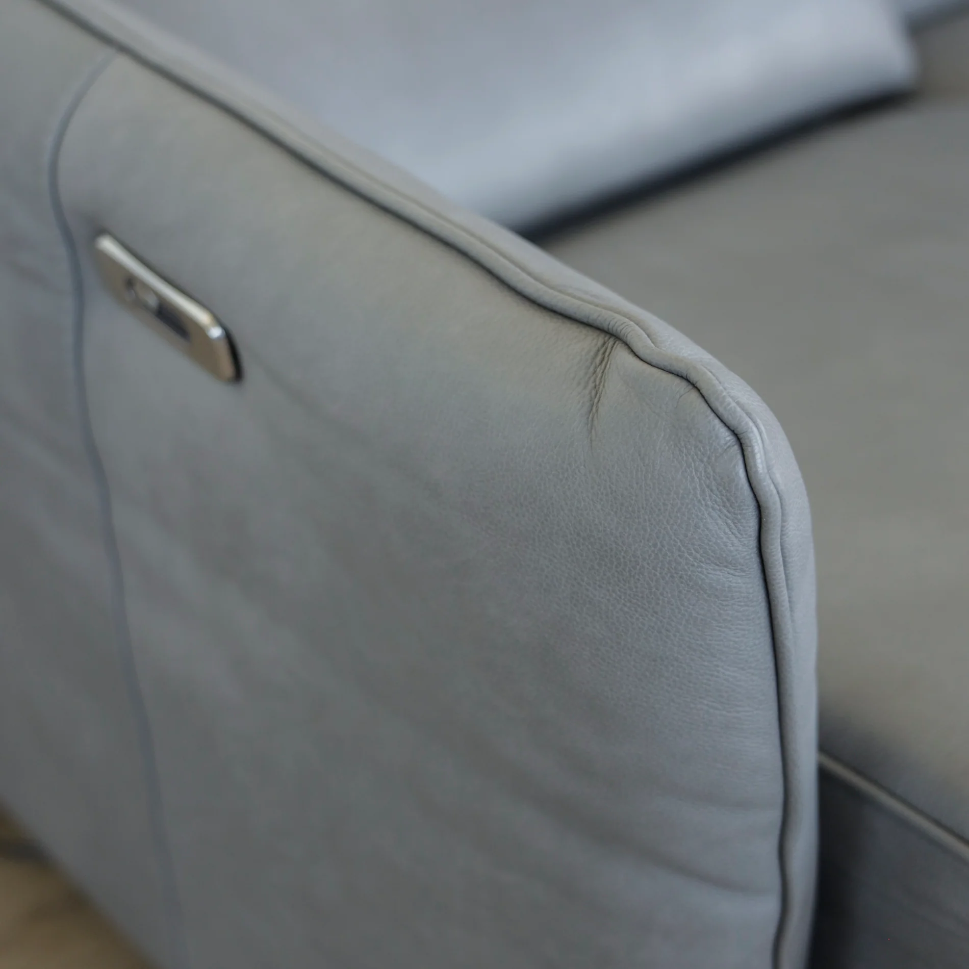 Modulaire 3 morceaux en cuir gris - Solano - Image 12