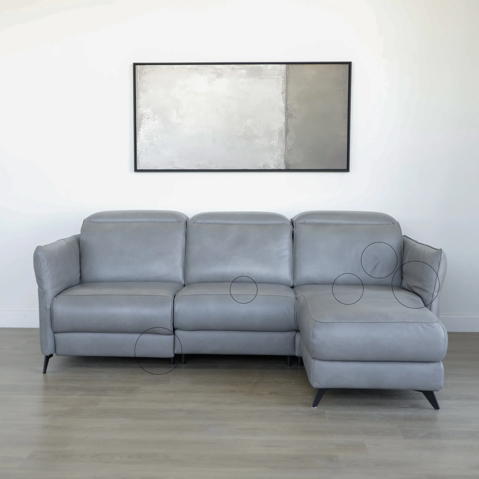 Modulaire 3 morceaux en cuir gris - Solano - Image 15