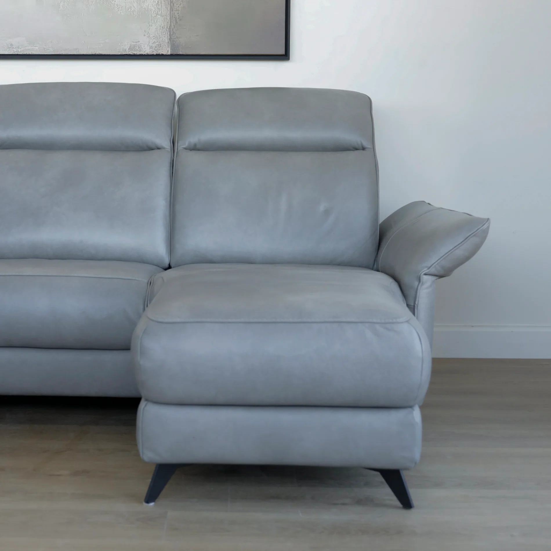 Modulaire 3 morceaux en cuir gris - Solano - Image 5