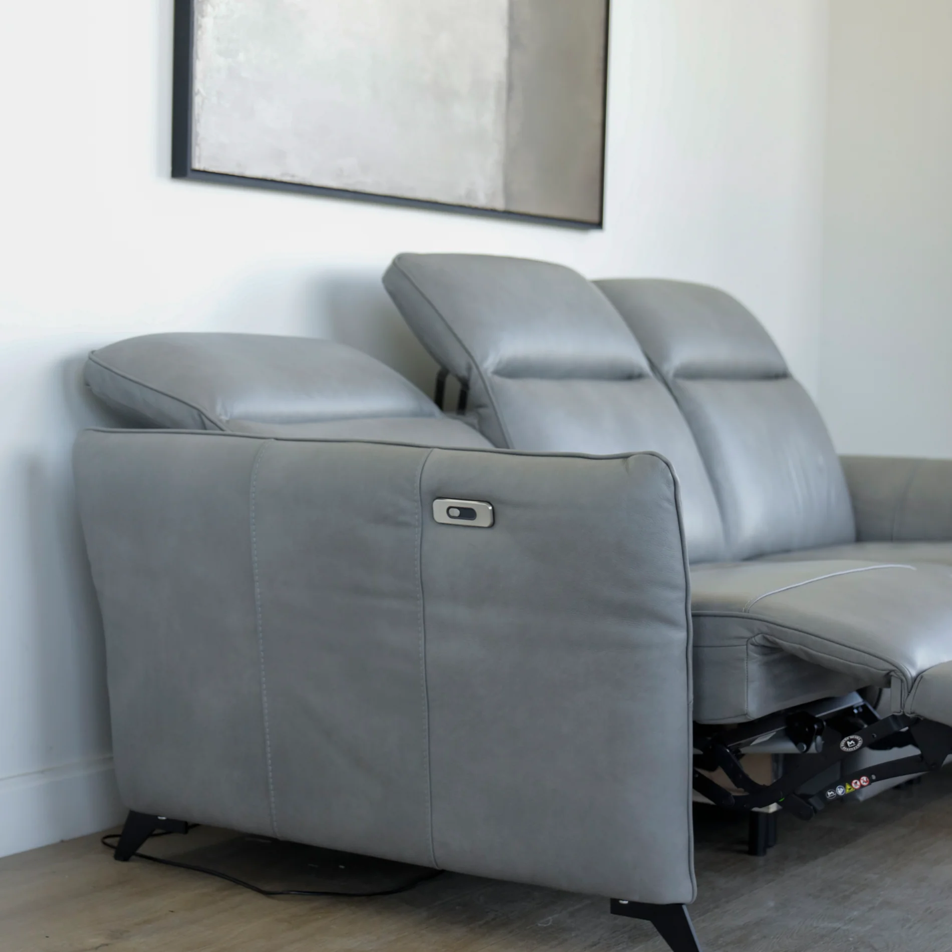 Modulaire 3 morceaux en cuir gris - Solano - Image 6