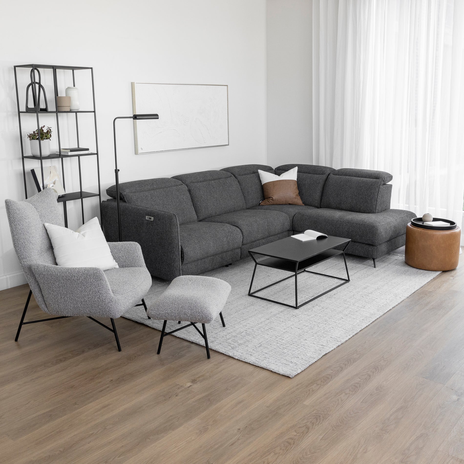 Sectionnel inclinable Solano en tissu anthracite - Image 7