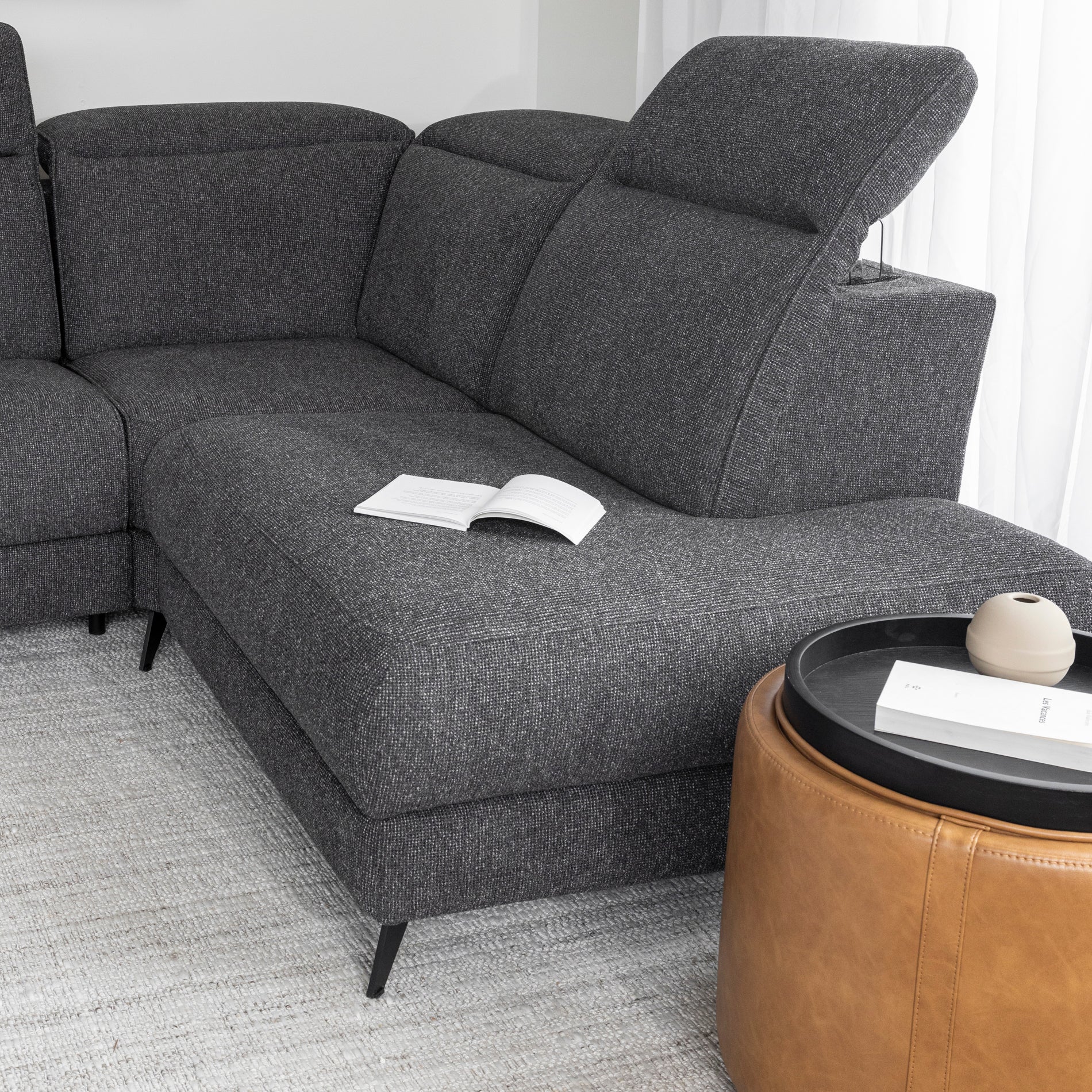 Sectionnel inclinable Solano en tissu anthracite - Image 8