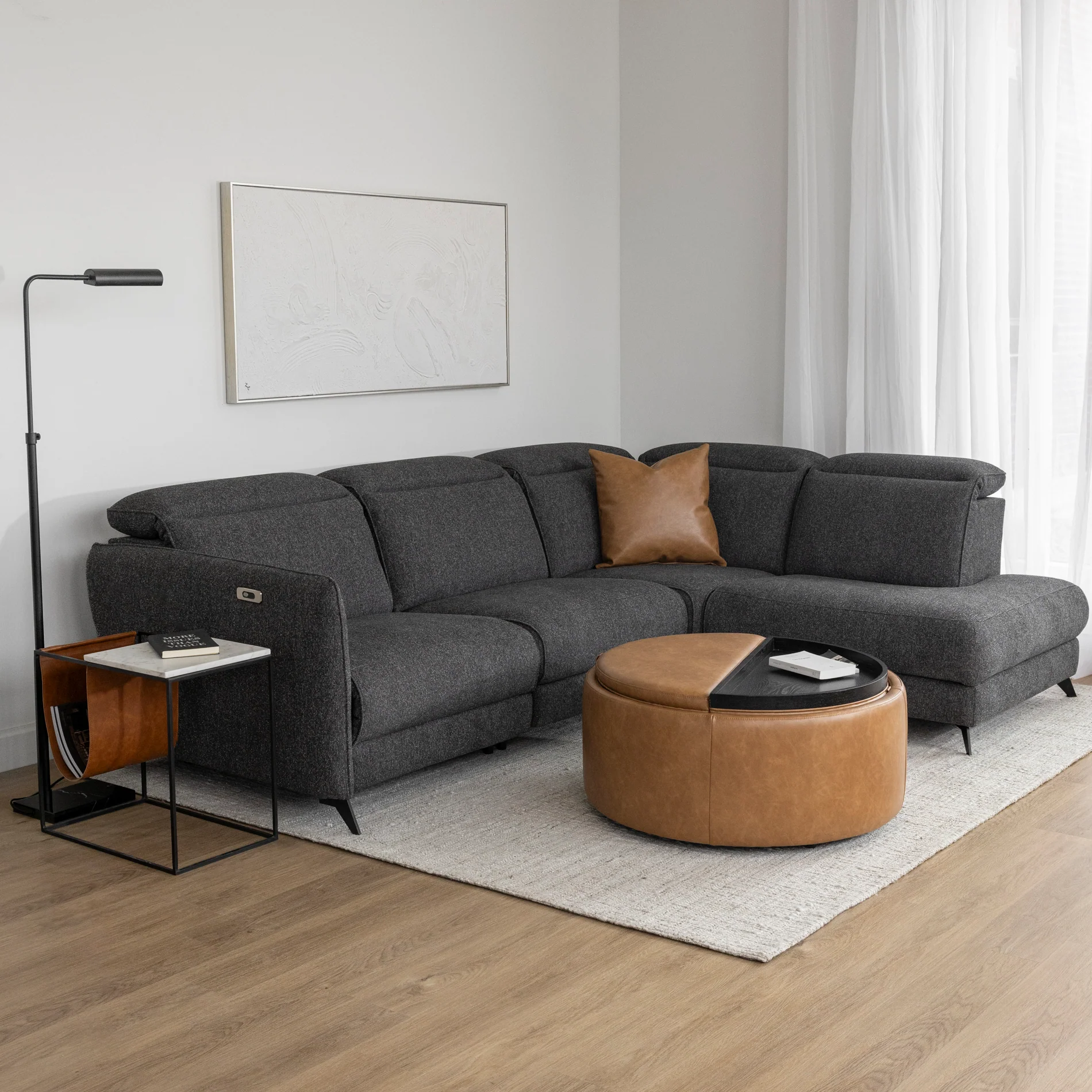 Sectionnel inclinable Solano en tissu anthracite - Image 9