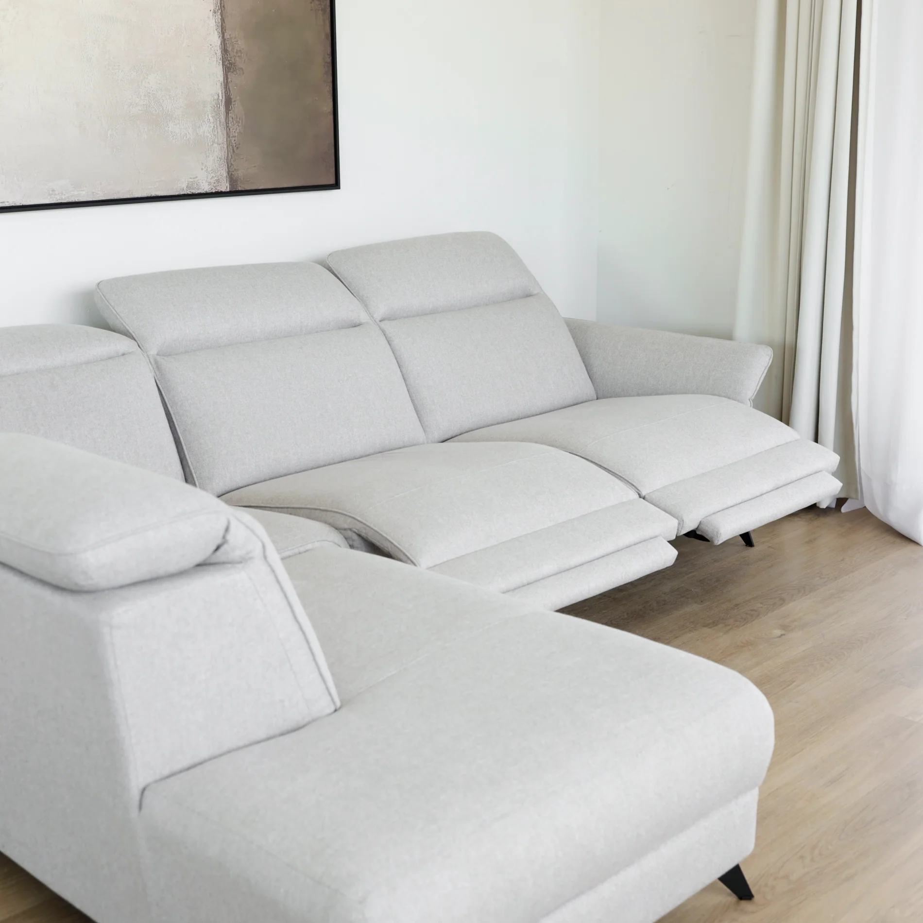 Modulaire 4 morceaux en tissu greige pâle - Solano - Image 9