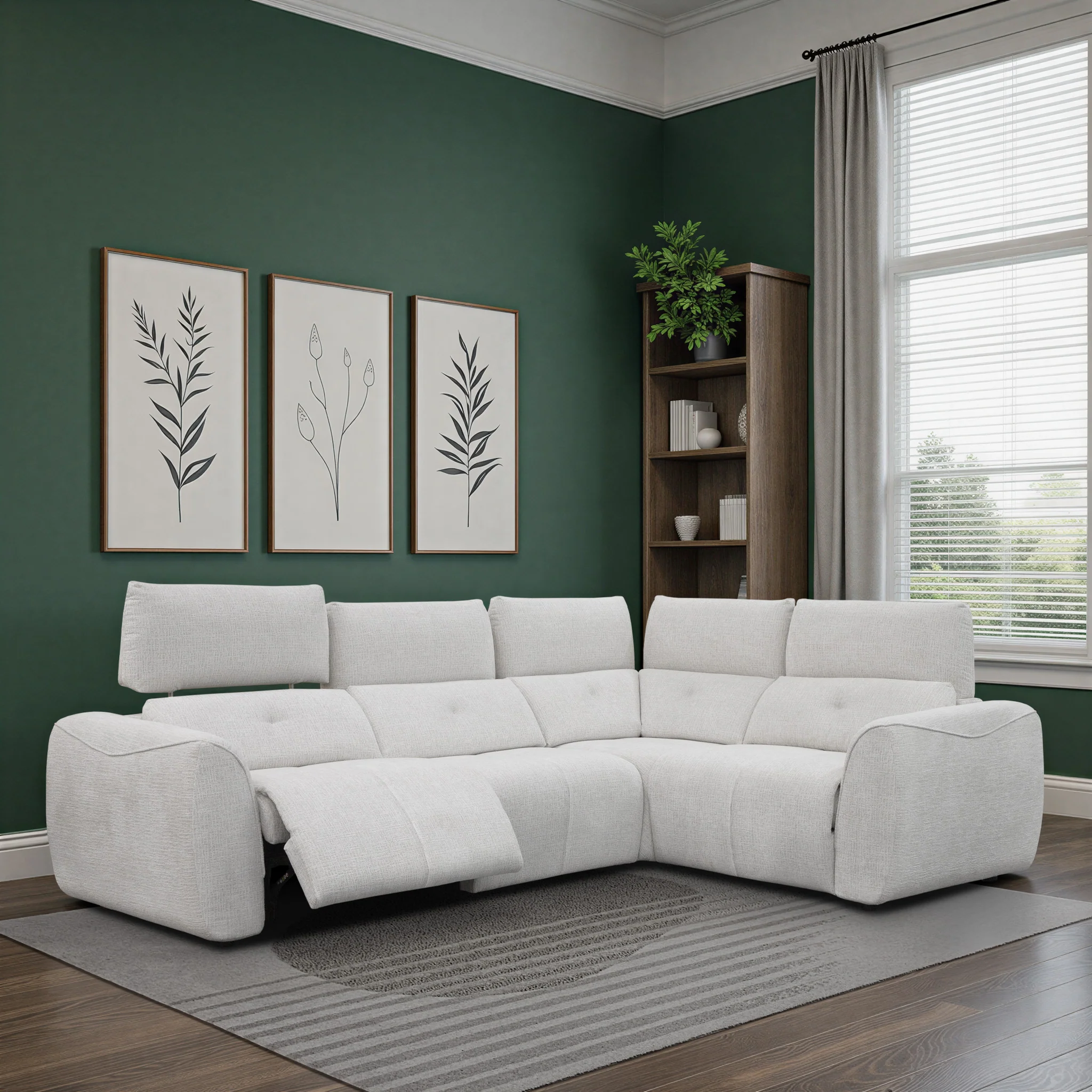 Sectionnel inclinable Éléna en tissu givré greige - Image 16