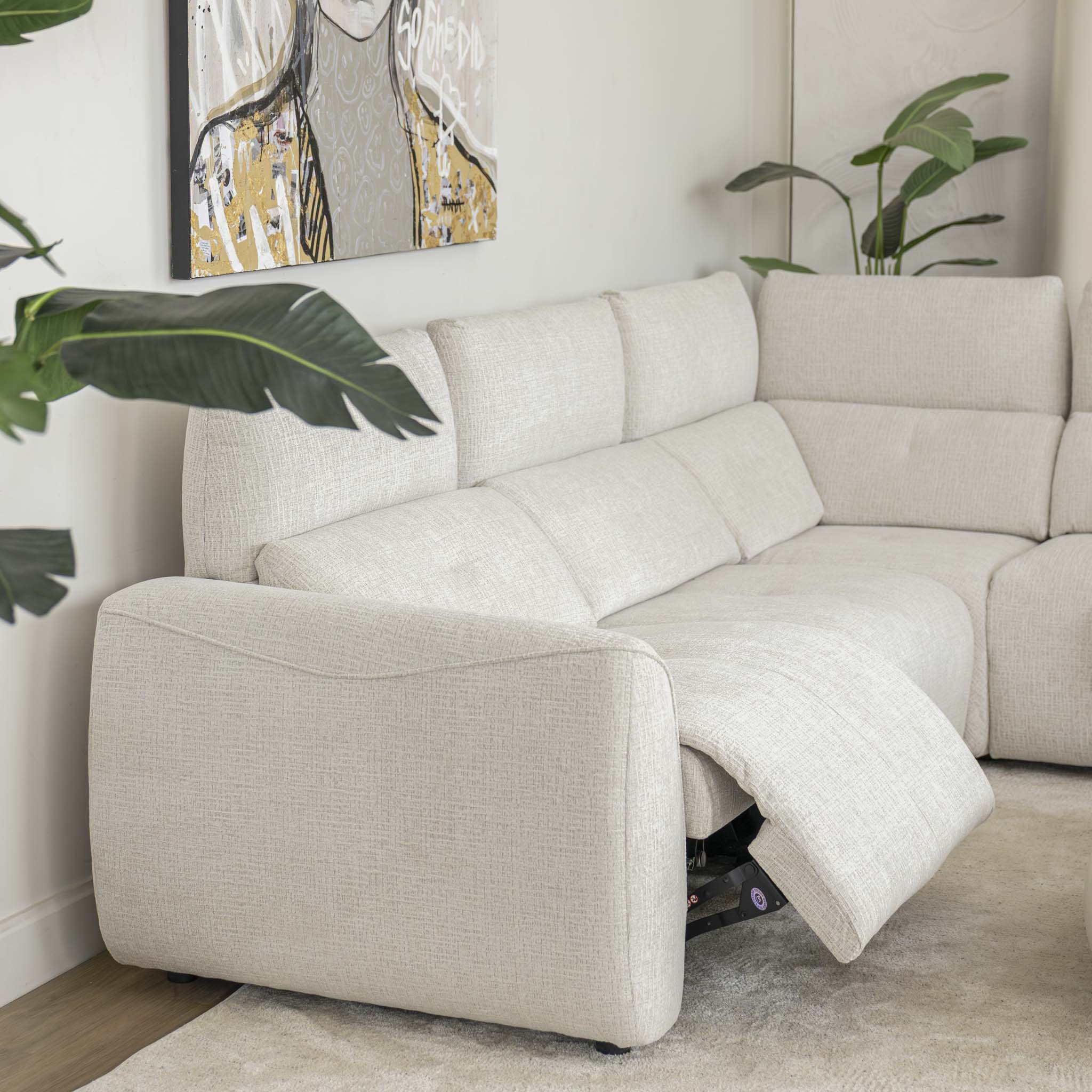 Sectionnel inclinable Éléna en tissu givré greige - Image 4