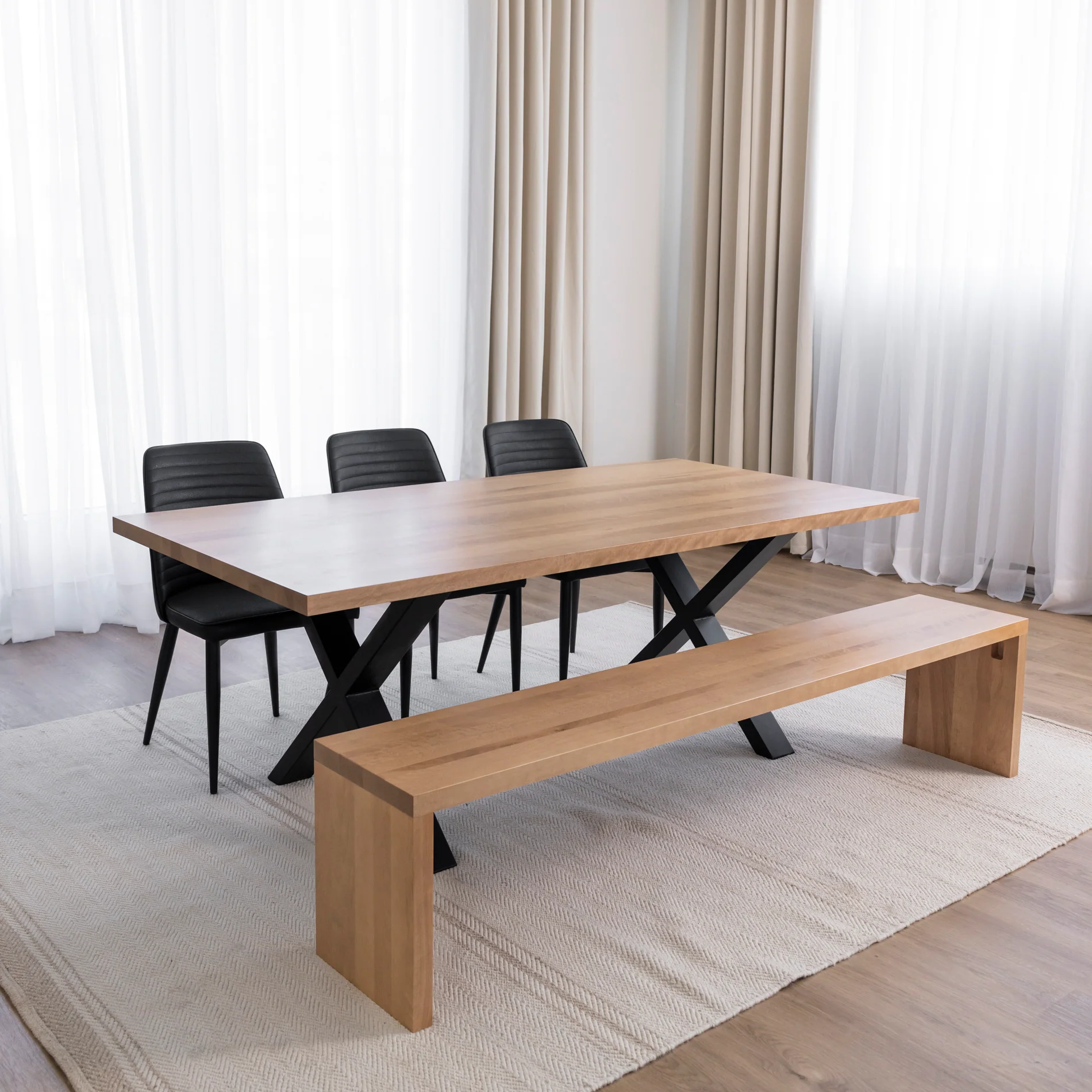 Table de cuisine en merisier massif blond  - Beauchamp - Image 10