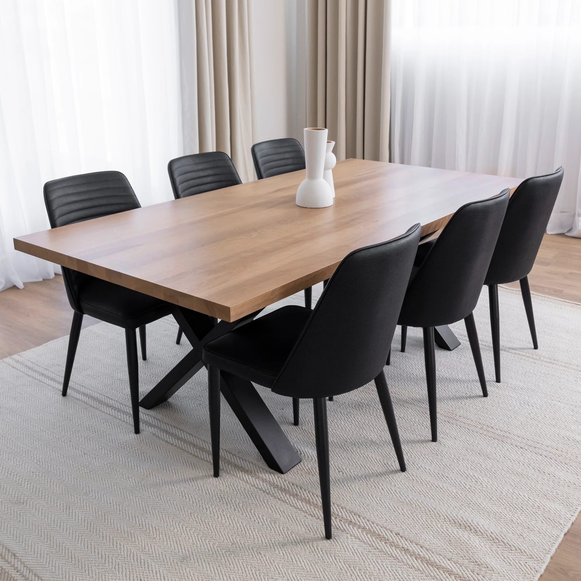 Table de cuisine en merisier massif blond  - Beauchamp - Image 3