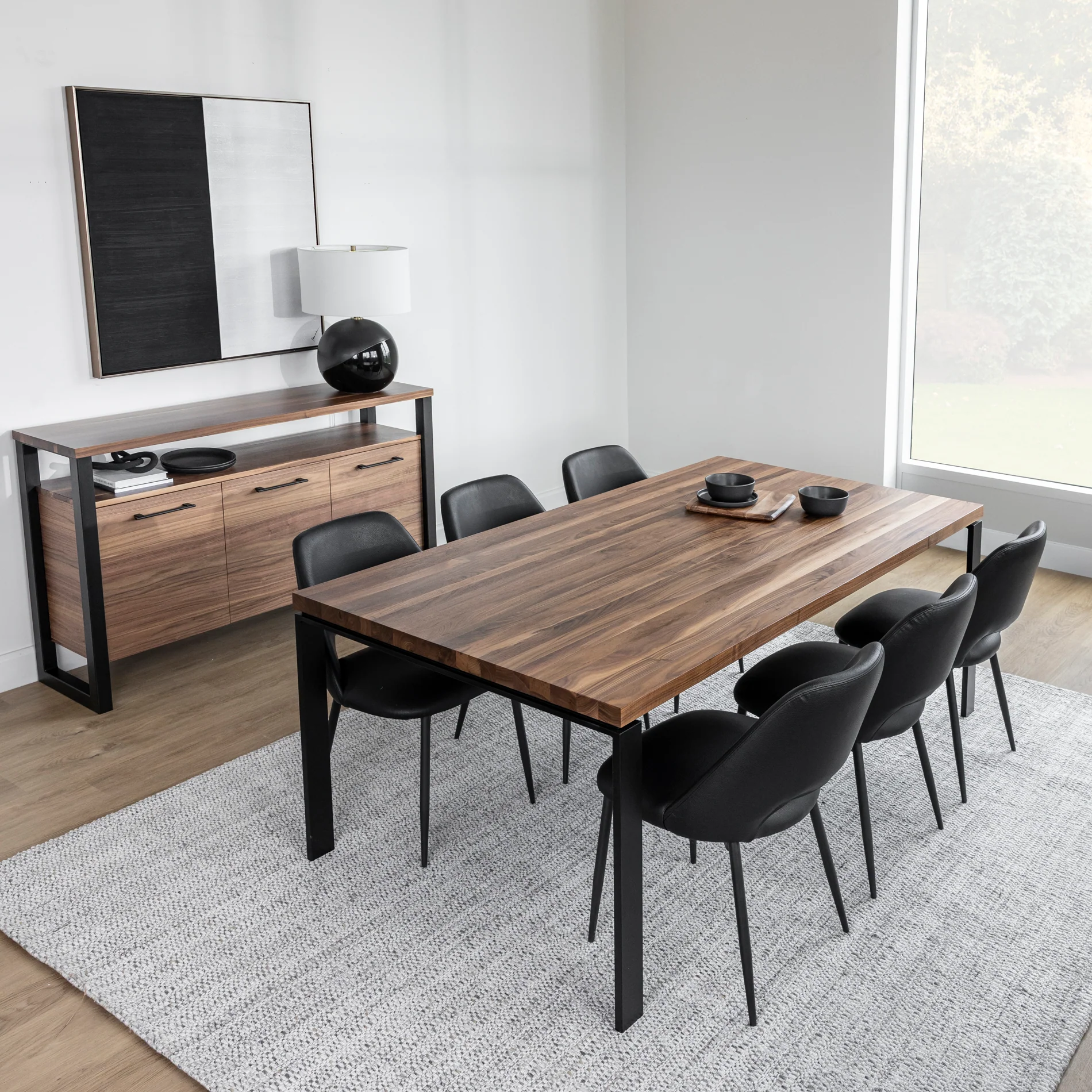 Table de cuisine en noyer naturel - Beauchamp - Image 3