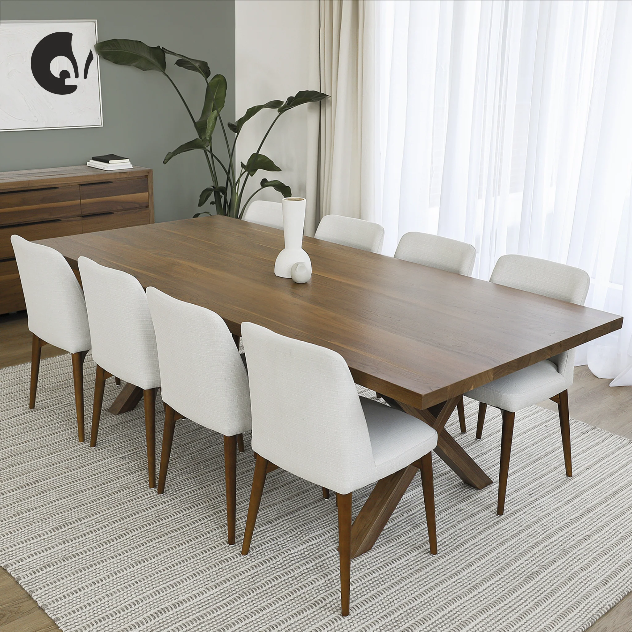 Table de cuisine en noyer massif - Beauchamp