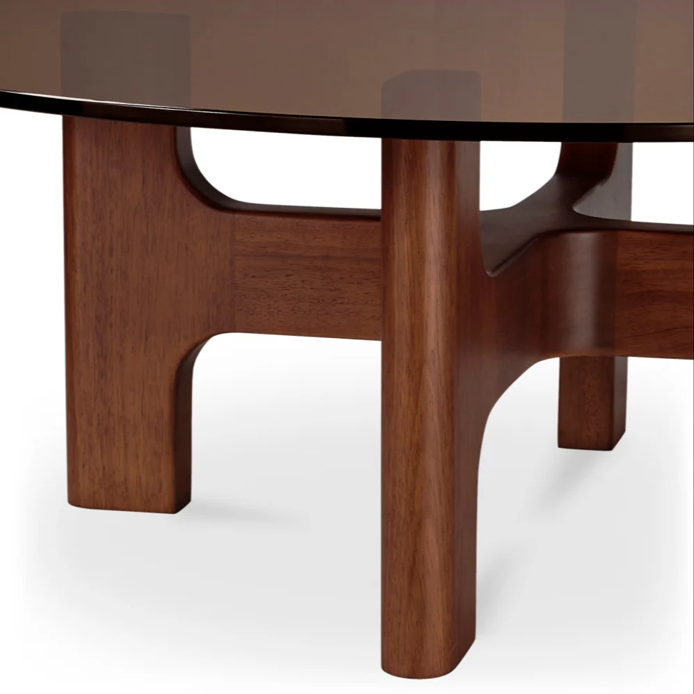 Table à café en verre teinté et bois d’hévéa  - Benedict - Image 2