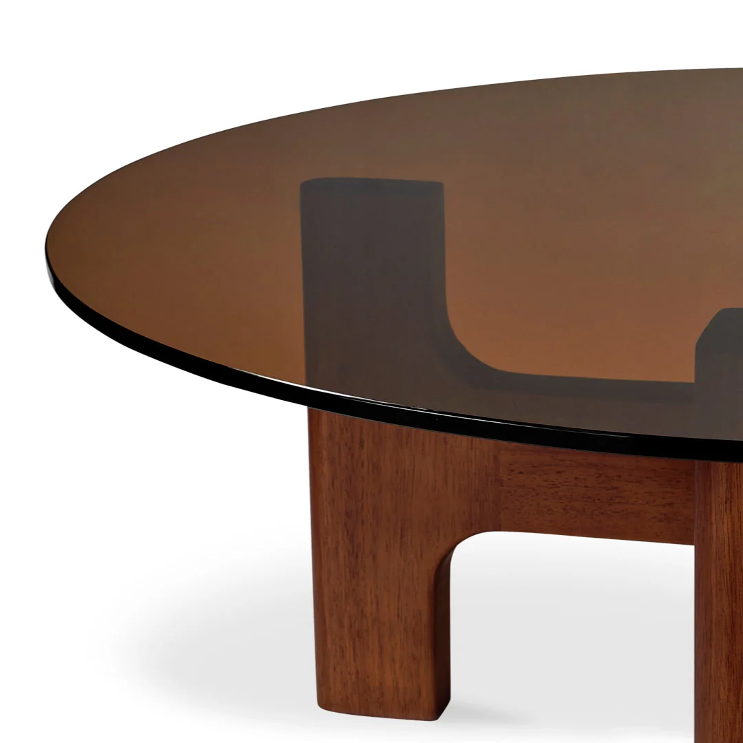 Table à café en verre teinté et bois d’hévéa  - Benedict - Image 3