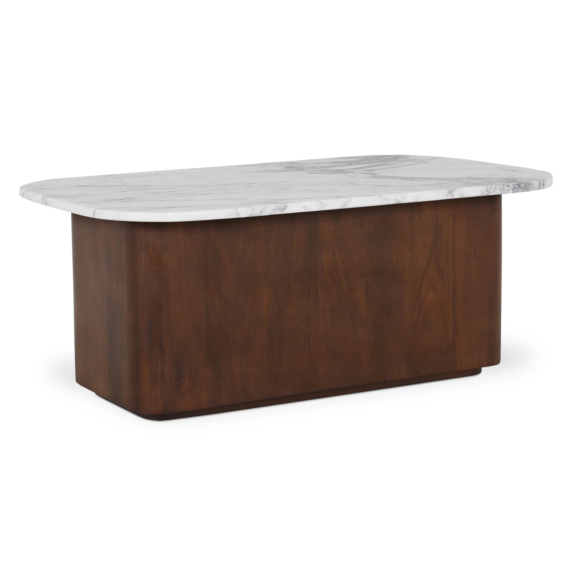 Table basse en marbre italien blanc et bois de manguier - George - Image 5