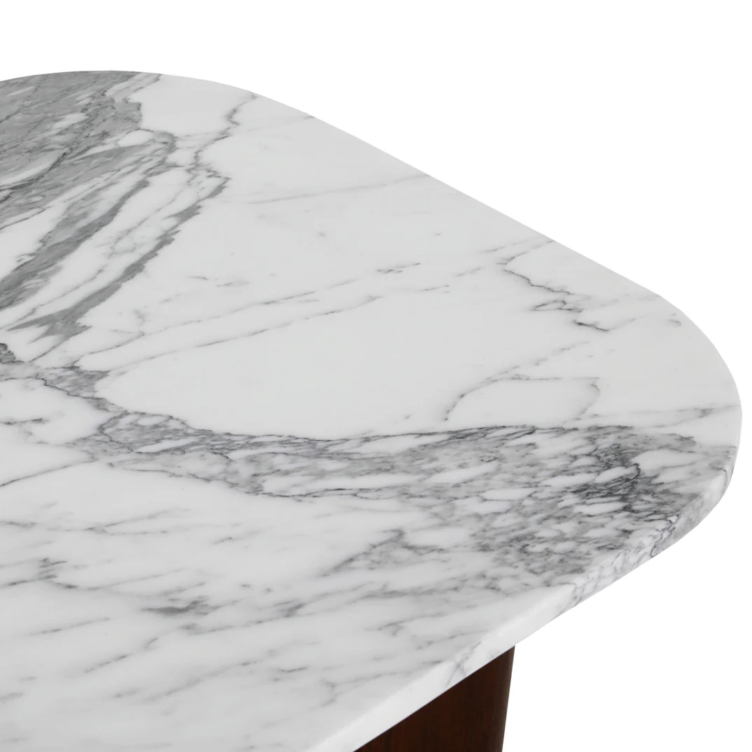Table basse en marbre italien blanc et bois de manguier - George - Image 7