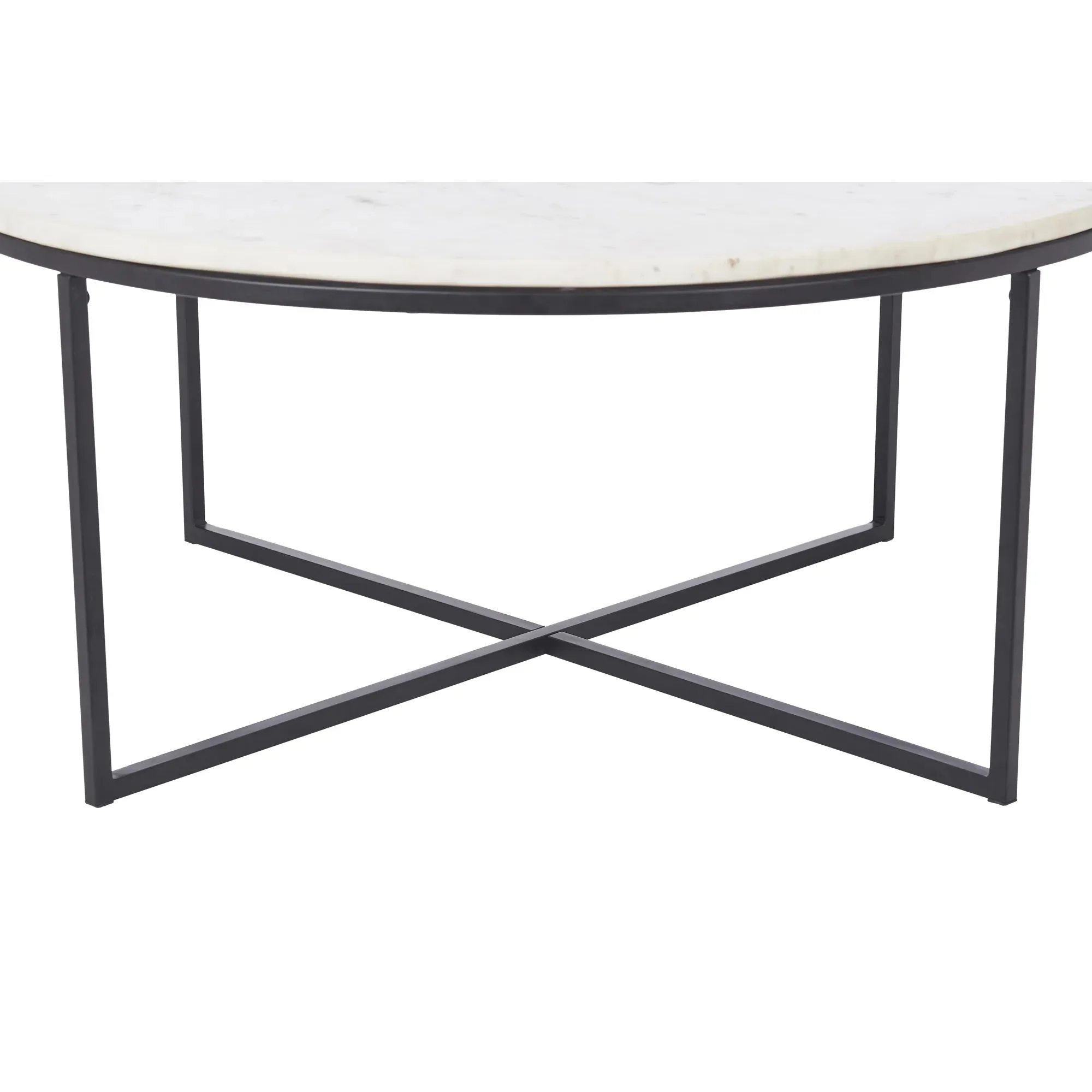 Table de salon en marbre blanc et fer noir - Lizzie - Image 3