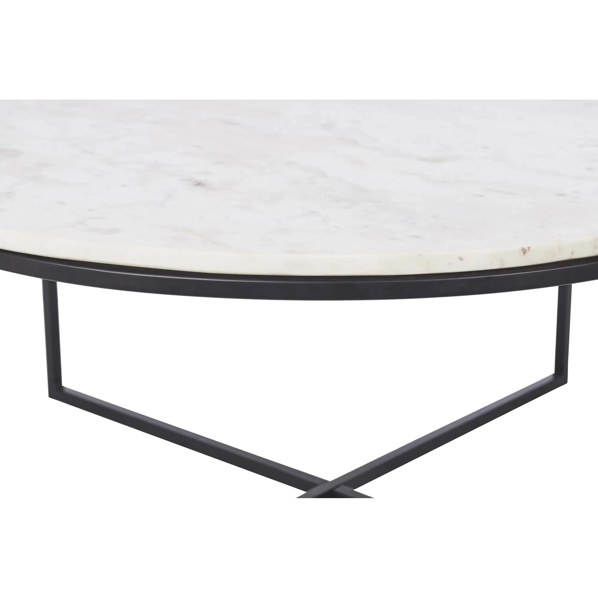 Table de salon en marbre blanc et fer noir - Lizzie - Image 4