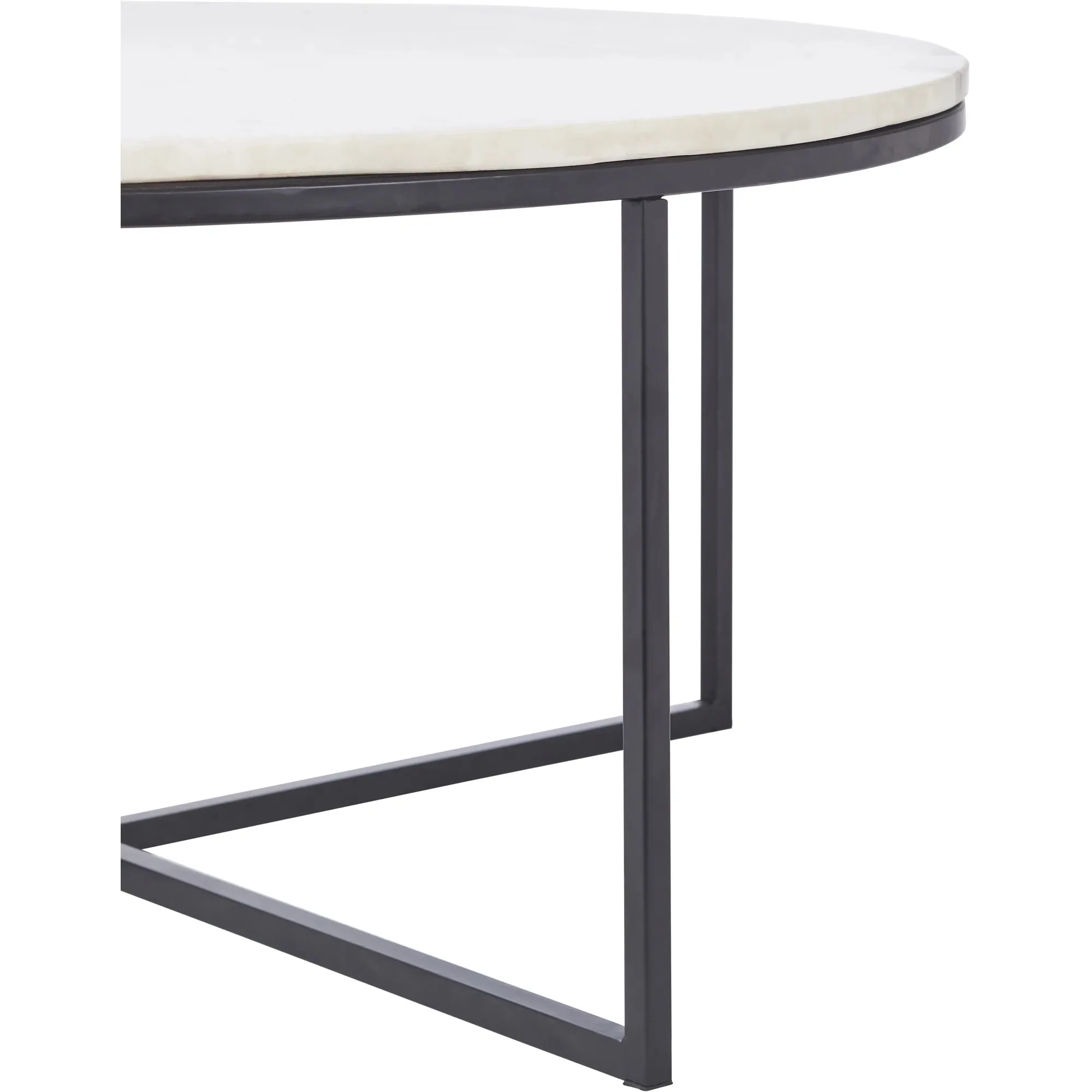 Table de salon en marbre blanc et fer noir - Lizzie - Image 5