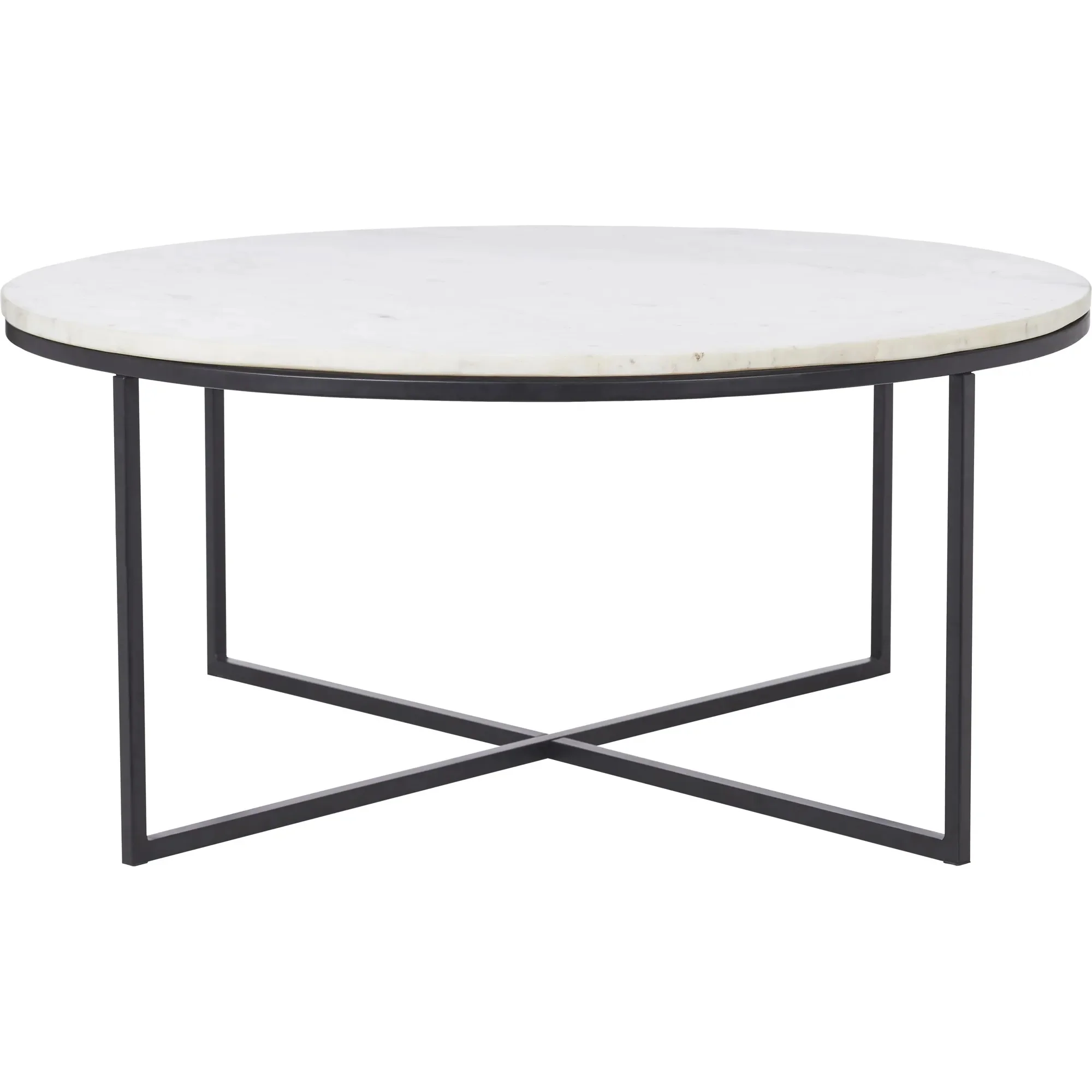 Table de salon en marbre blanc et fer noir - Lizzie - Image 6