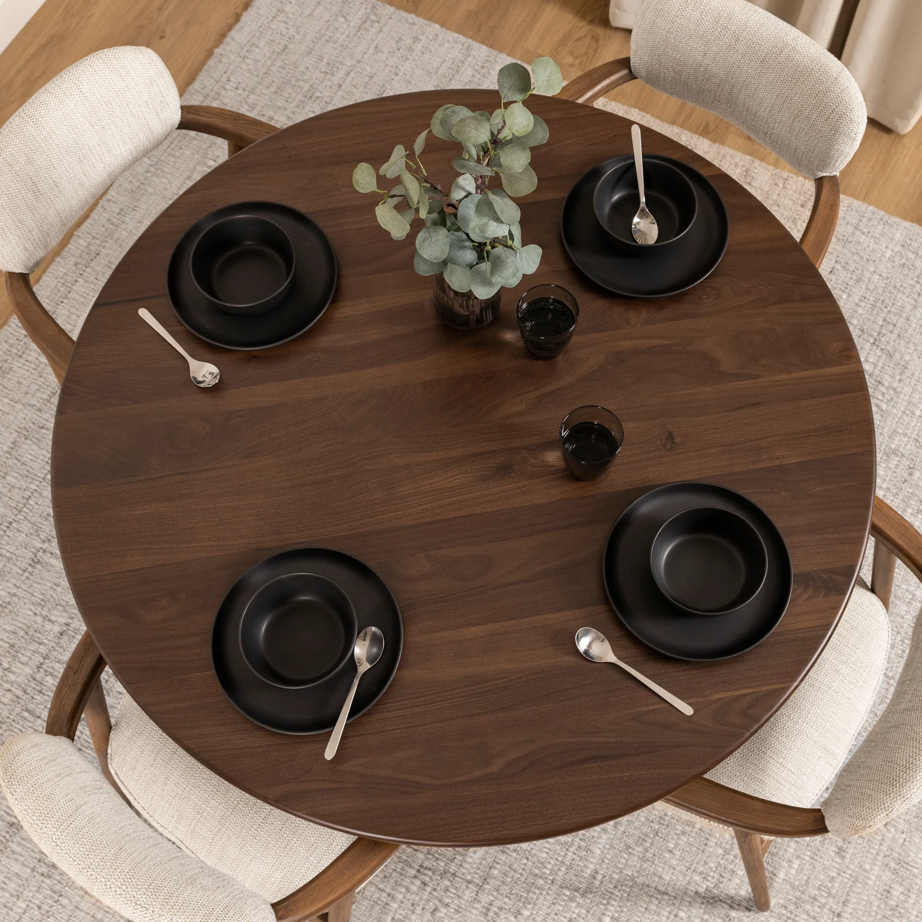 Table de cuisine ronde en noyer - Odense - Image 3