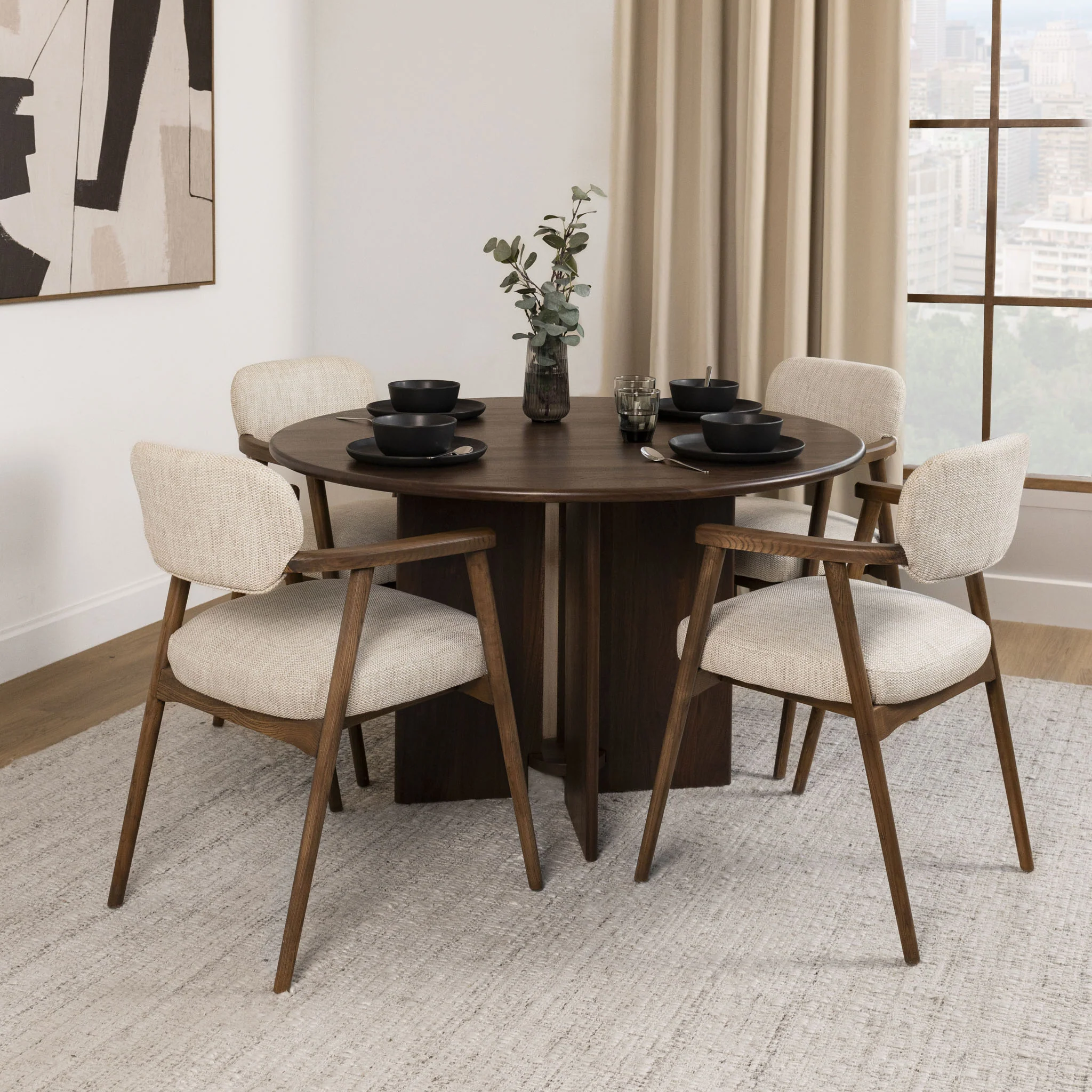 Table de cuisine ronde en noyer - Odense - Image 8
