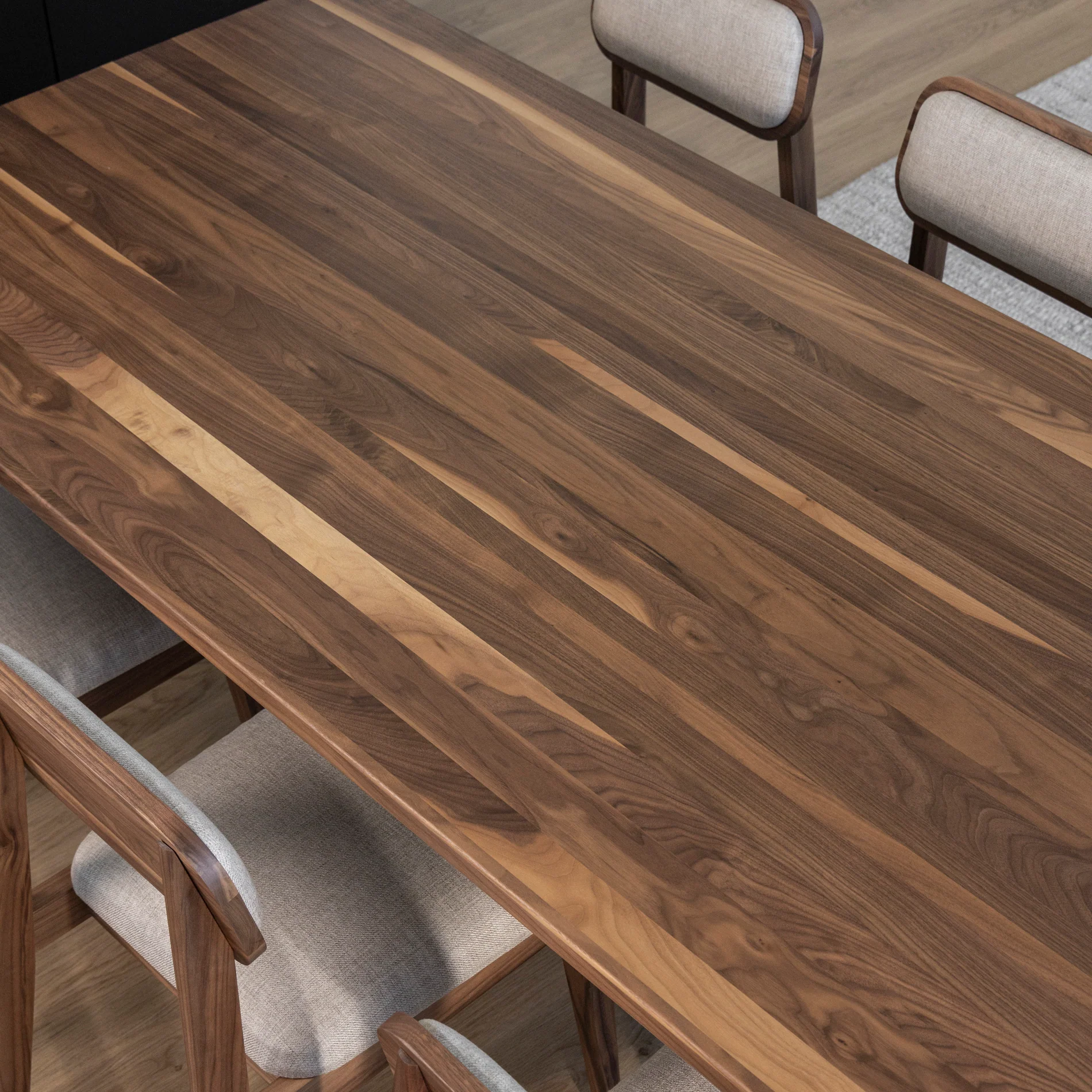 Table de cuisine en noyer massif naturel - St-Martin - Image 4