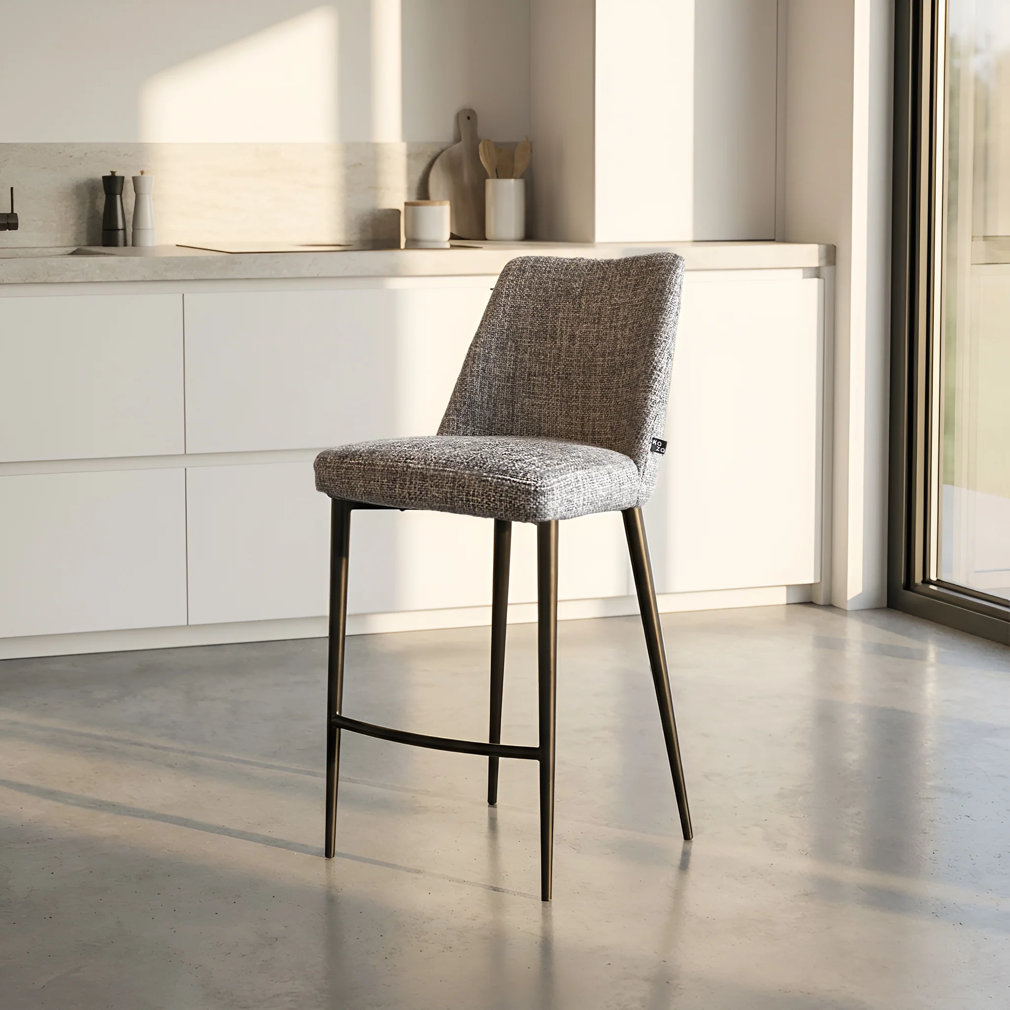 Tabouret comptoir en tissu brun d'argile - Maria